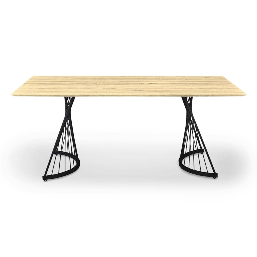 Table à manger en bois pieds design en métal noir 6 personnes
