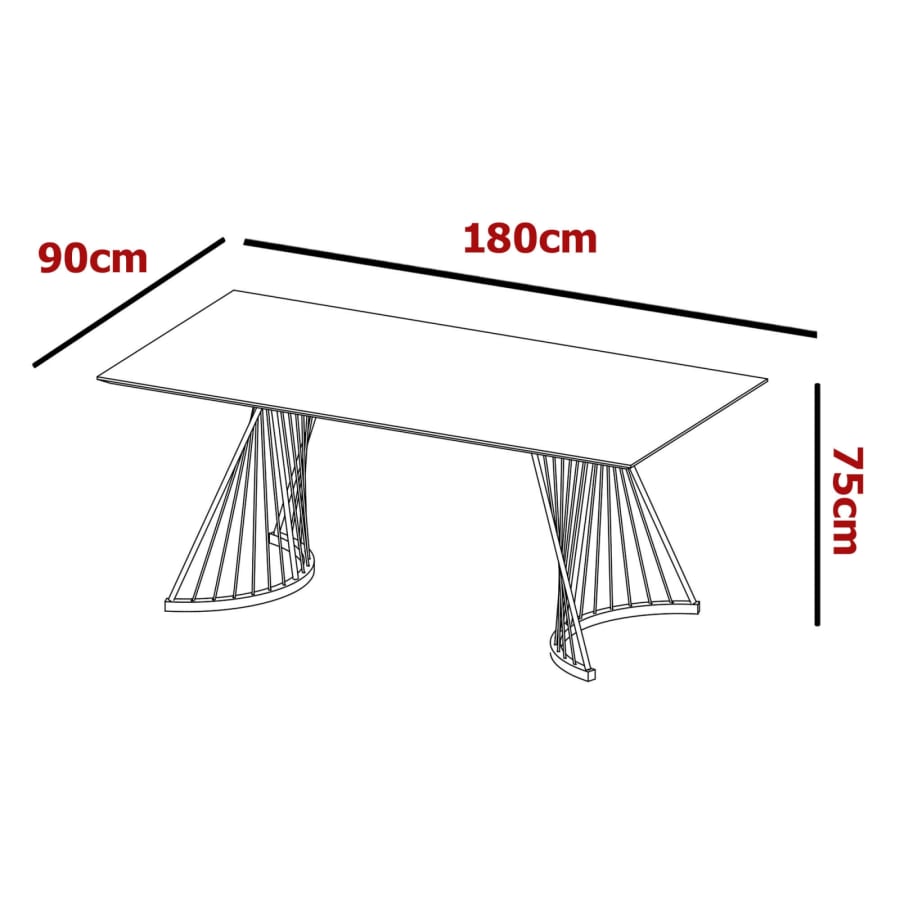 Table à manger en bois pieds design en métal noir 6 personnes