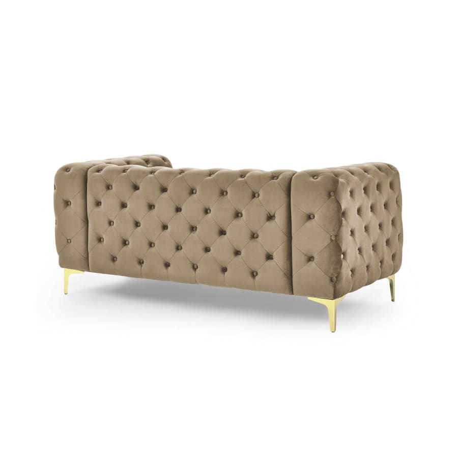 Canapé chesterfield 2 places en velours beige