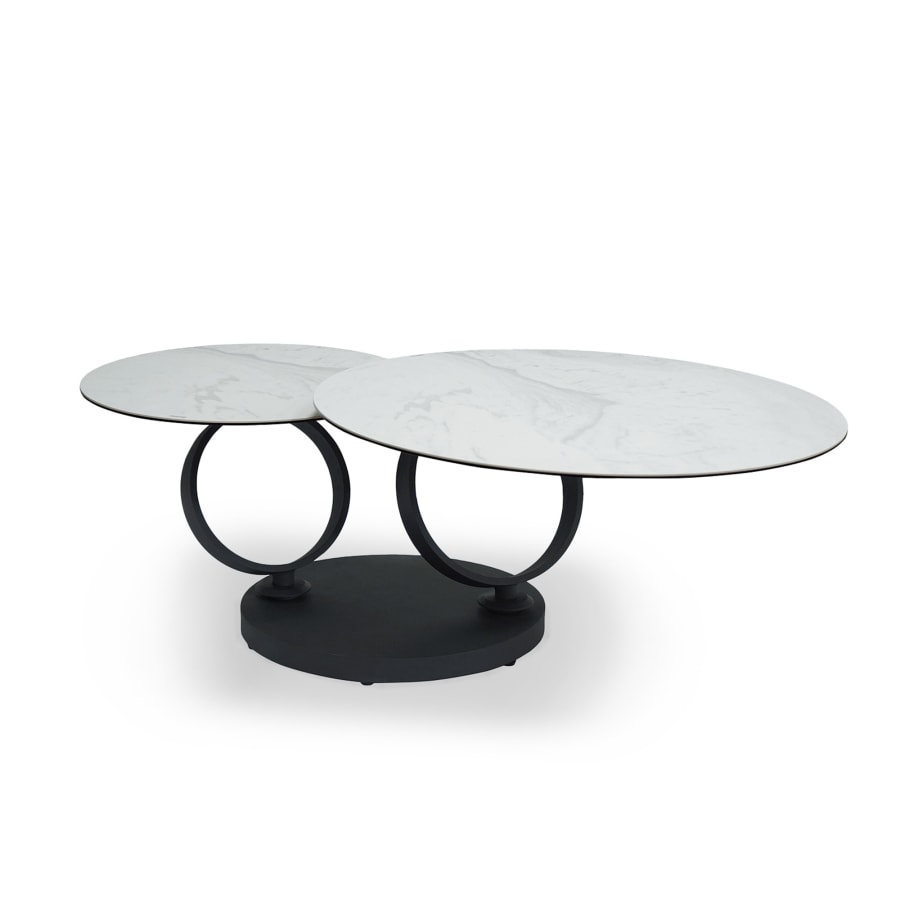 Table basse ronde à plateaux rotatifs en céramique blanc