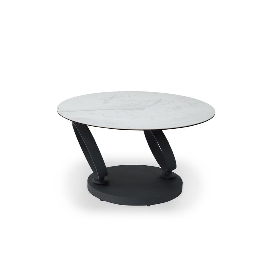 Table basse ronde à plateaux rotatifs en céramique blanc