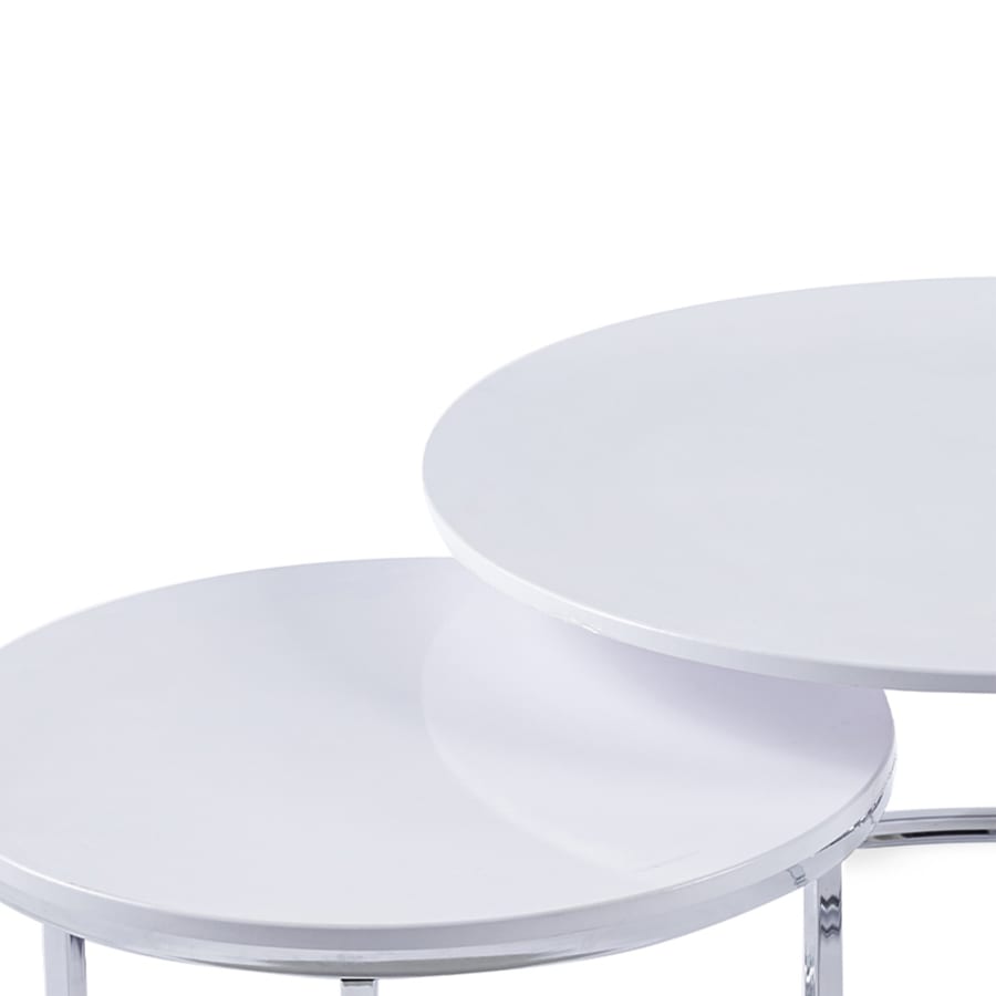 Lot de 2 tables basses rondes gigognes blanches