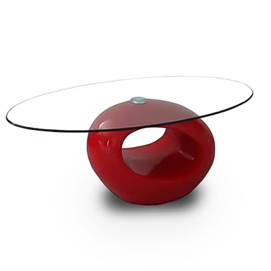 Table basse rouge en verre