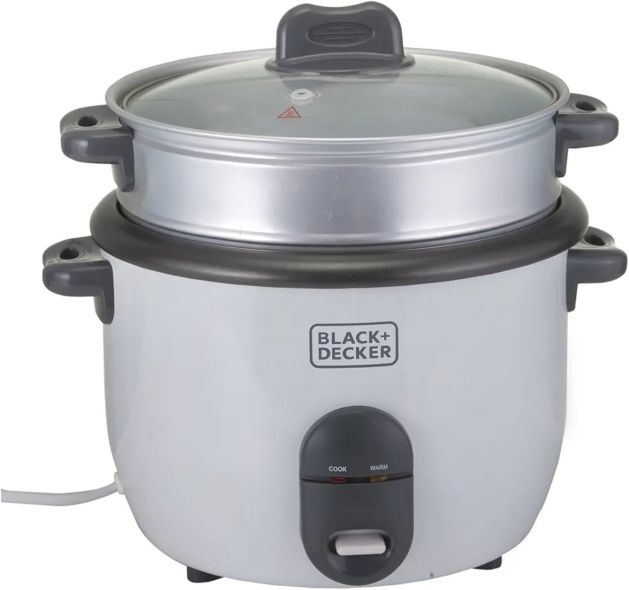 جهاز طهي الأرز سعة 1.8 لتر من بلاك اند ديكر - أبيض، موديل RC1860-B5