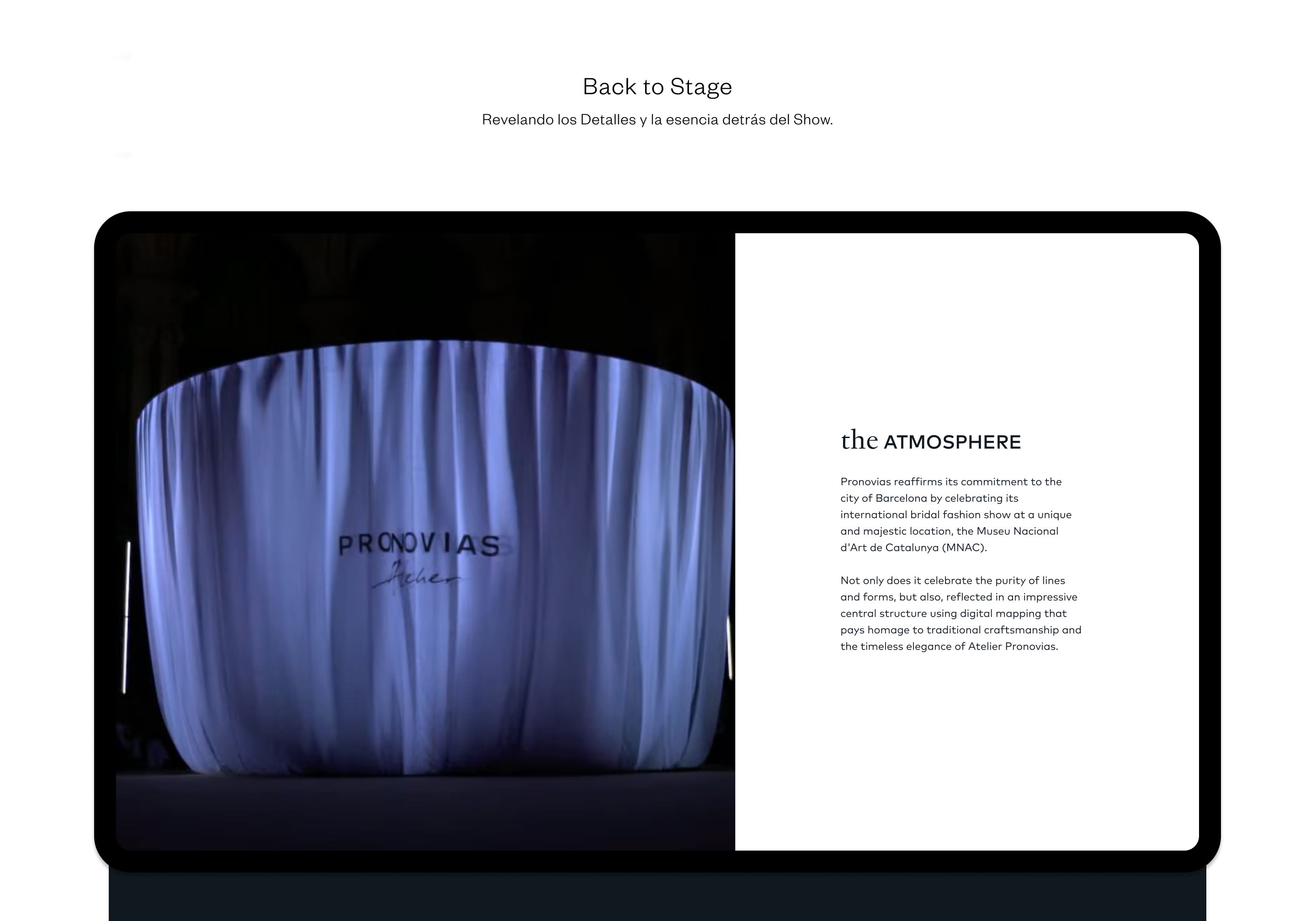 Diseño del proyecto de Pronovias fashion show