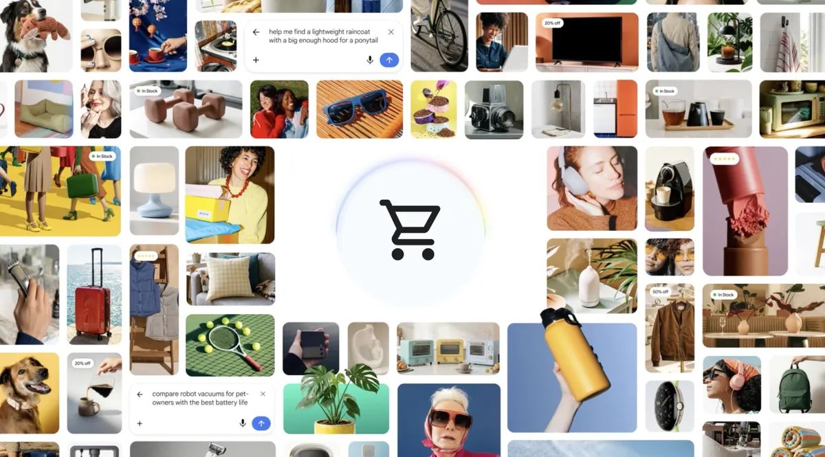 Interfaz del Google Universal Cart mostrando productos agregados desde distintas plataformas