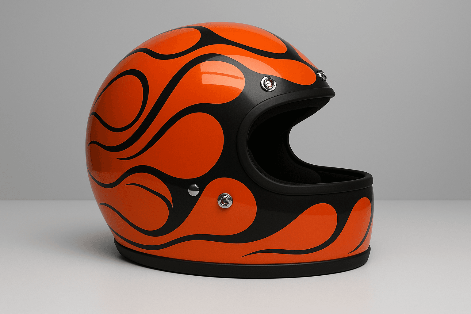 Black Flames on Orange Helmet 