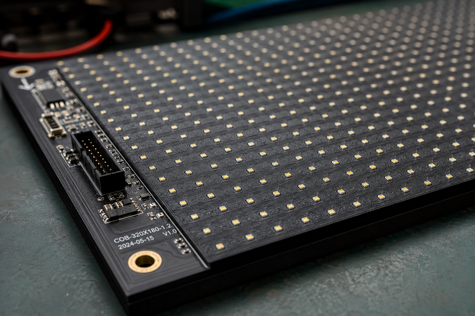 Close-up of LED module showing pixel spacing