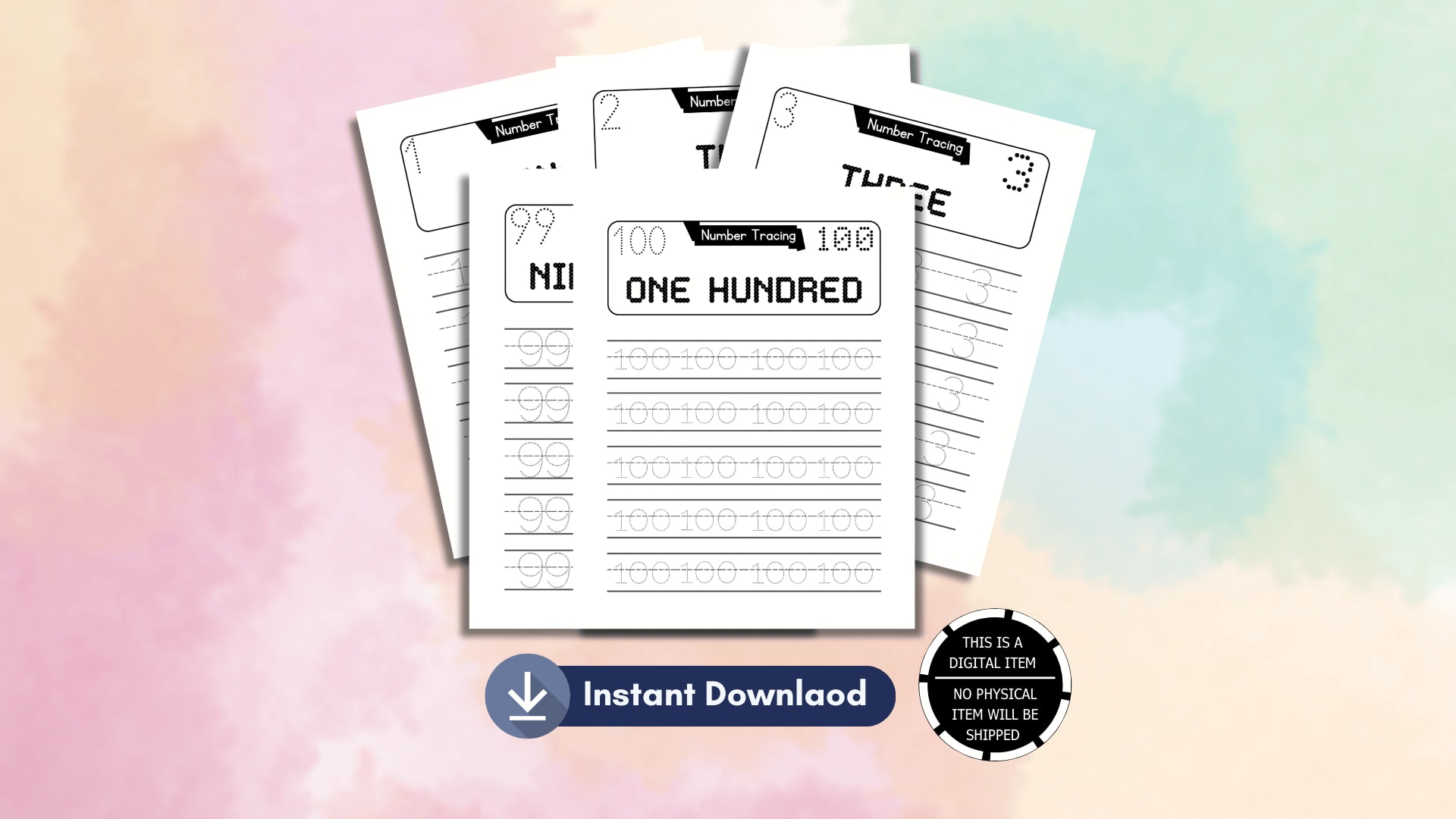 1-100 Number Tracing Practice Spiral Binding Book