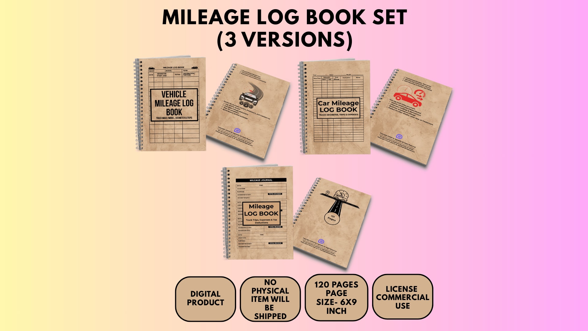 Mileage Log Book (Digital Product)