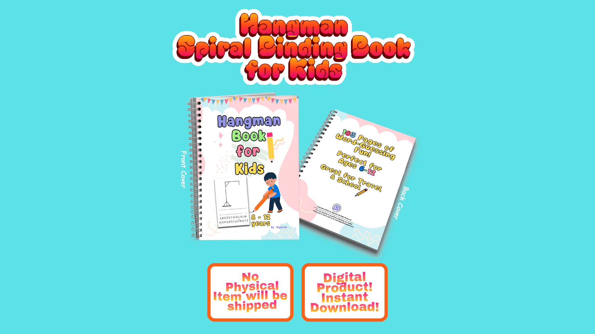 Hangman Spiral Binding Book for Kids Ages 6-12