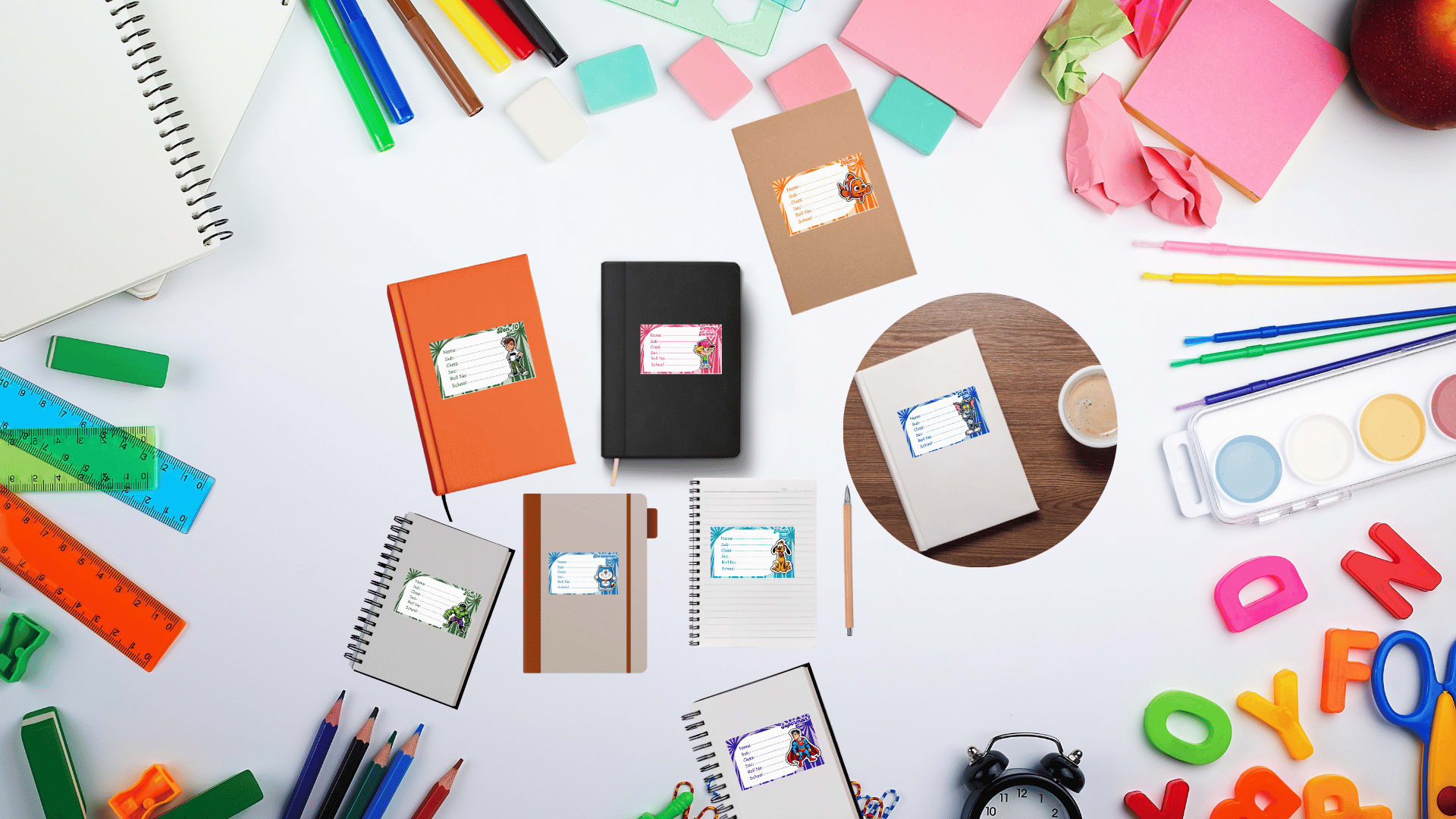 48 Printable Cartoon Stickers