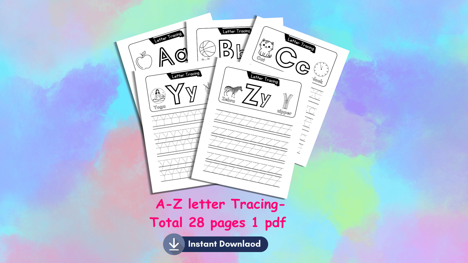 A-Z Alphabet Letter tracing Pages