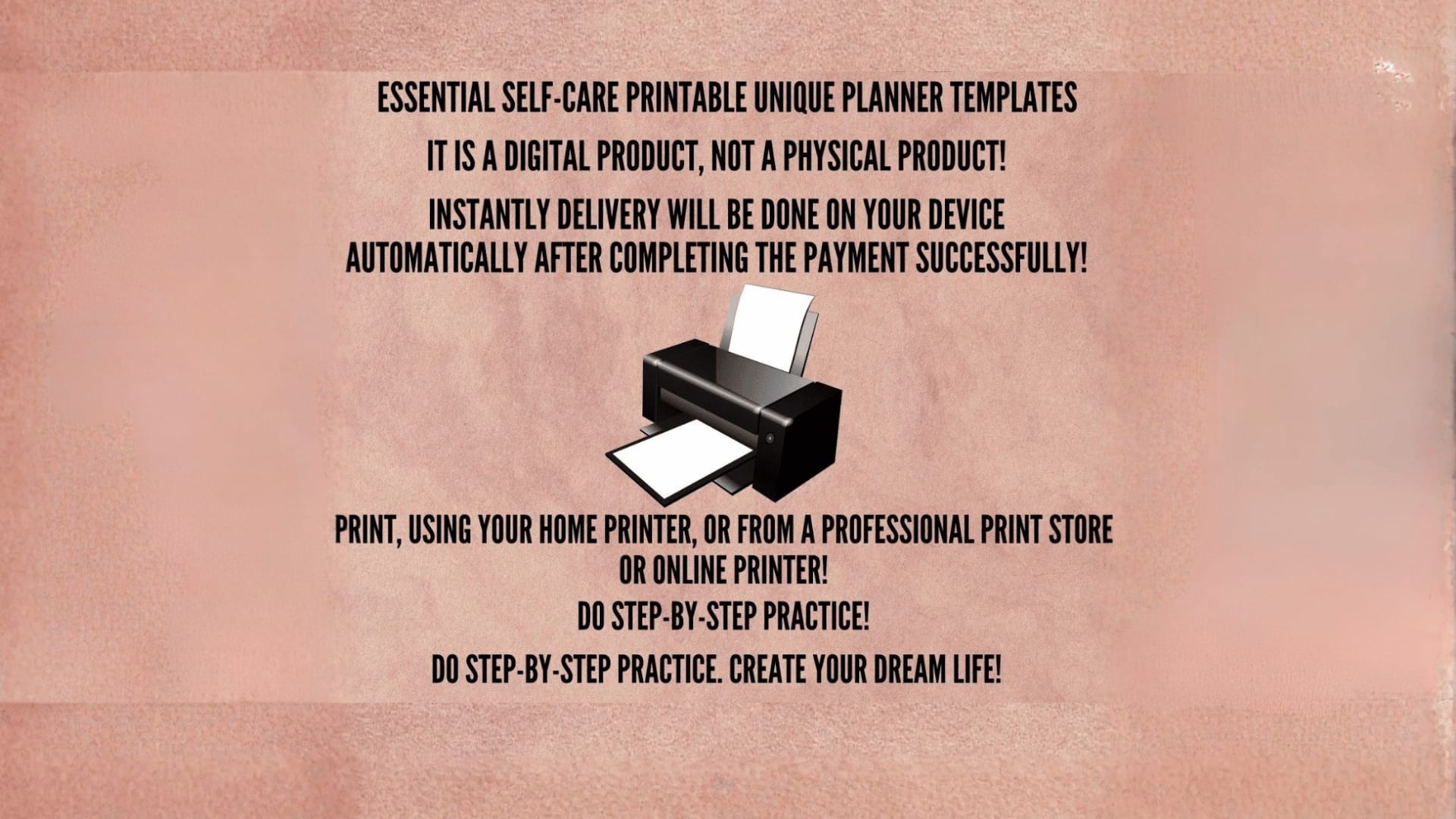 Printable self-care planner template for personal wellness planning