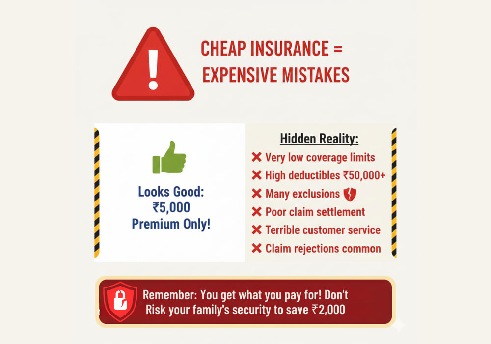 mistake choosing the cheapest insurance policy without understanding terms infographic