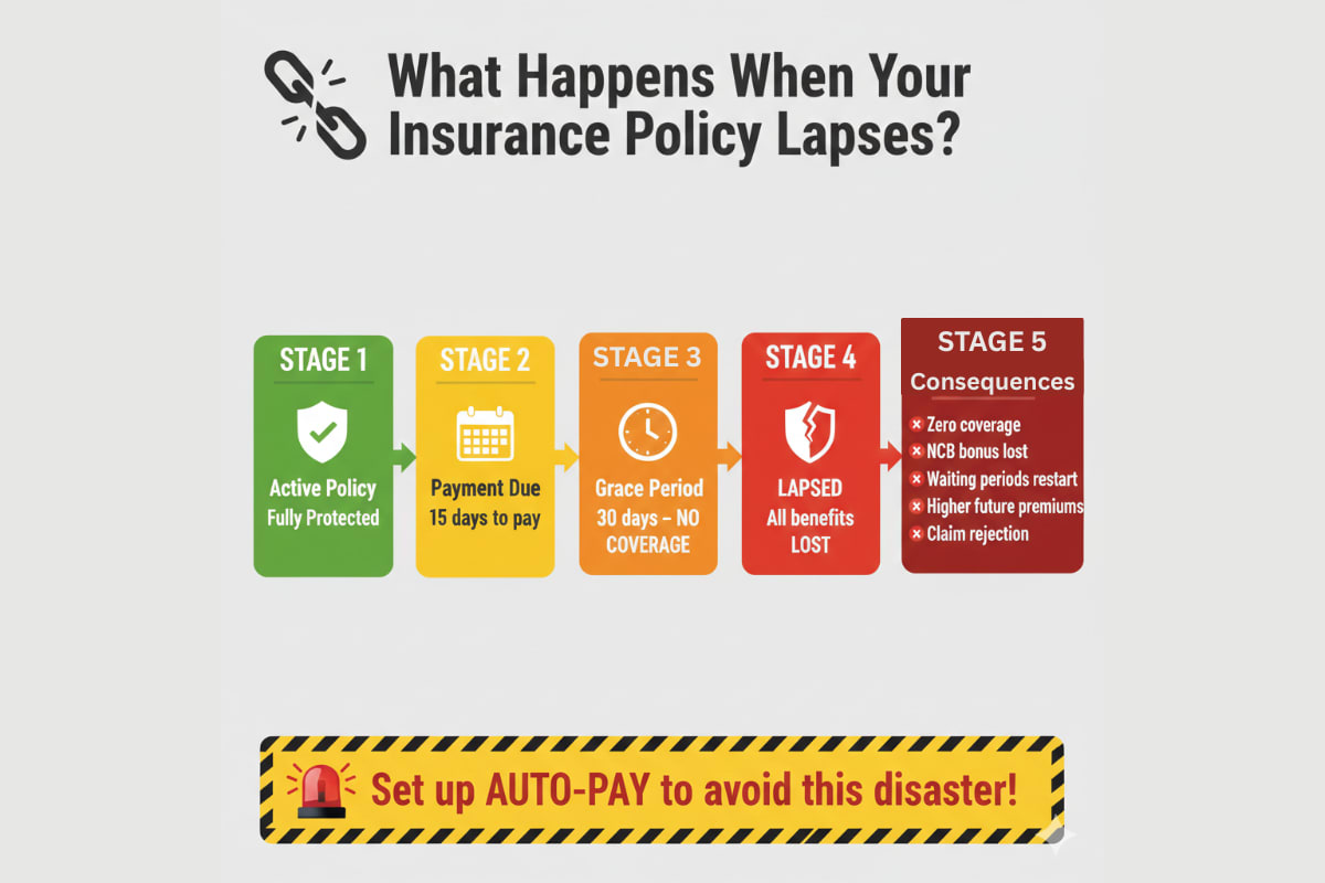 5 stages of insurance policy lapse from active policy to consequences