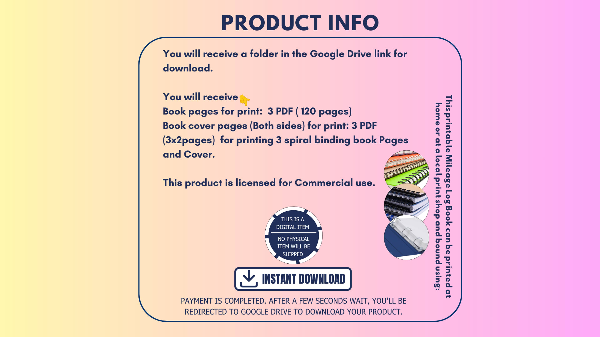 Mileage log Book product Instruction