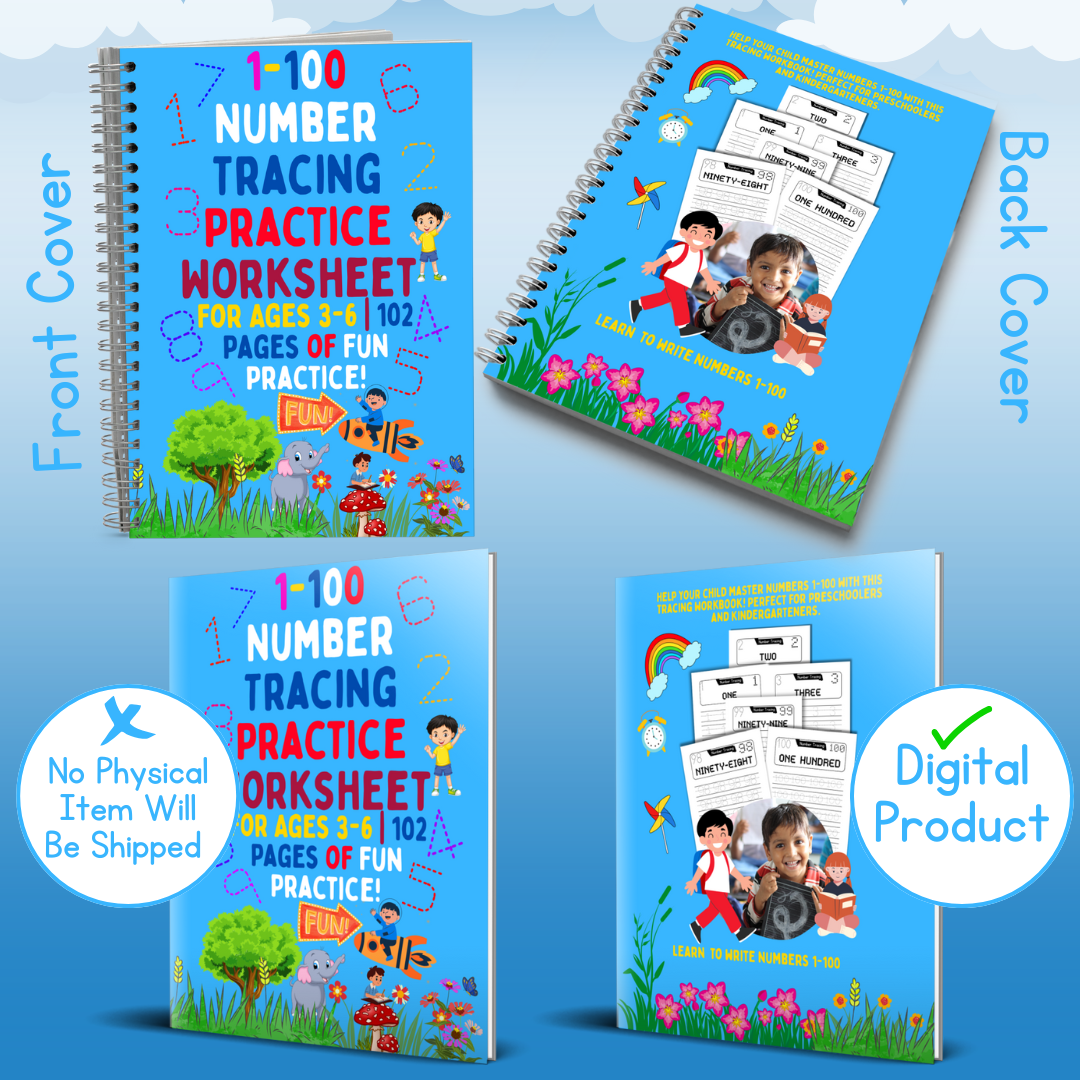1-100 Number Tracing Practice Worksheet 