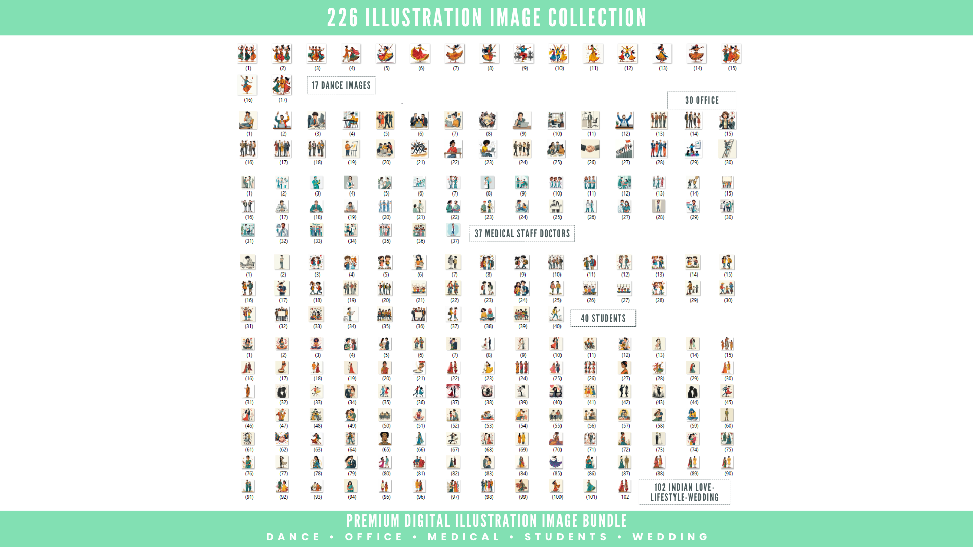 226 Illustration Image Collection – Large Digital Illustration Bundle for Print and Creative Projects
