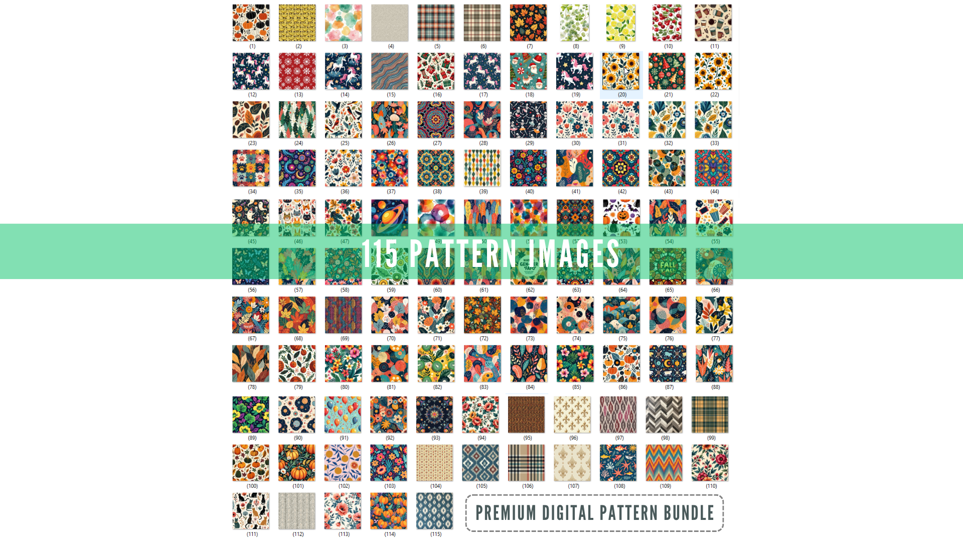 115 Digital Pattern Images Bundle – Premium Printable Pattern Designs for Creative and POD Projects