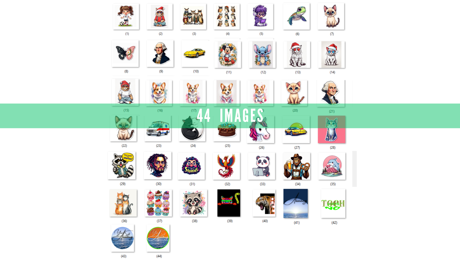 44 Digital Images Bundle – Versatile High Quality PNG Graphics for Print and Creative Use