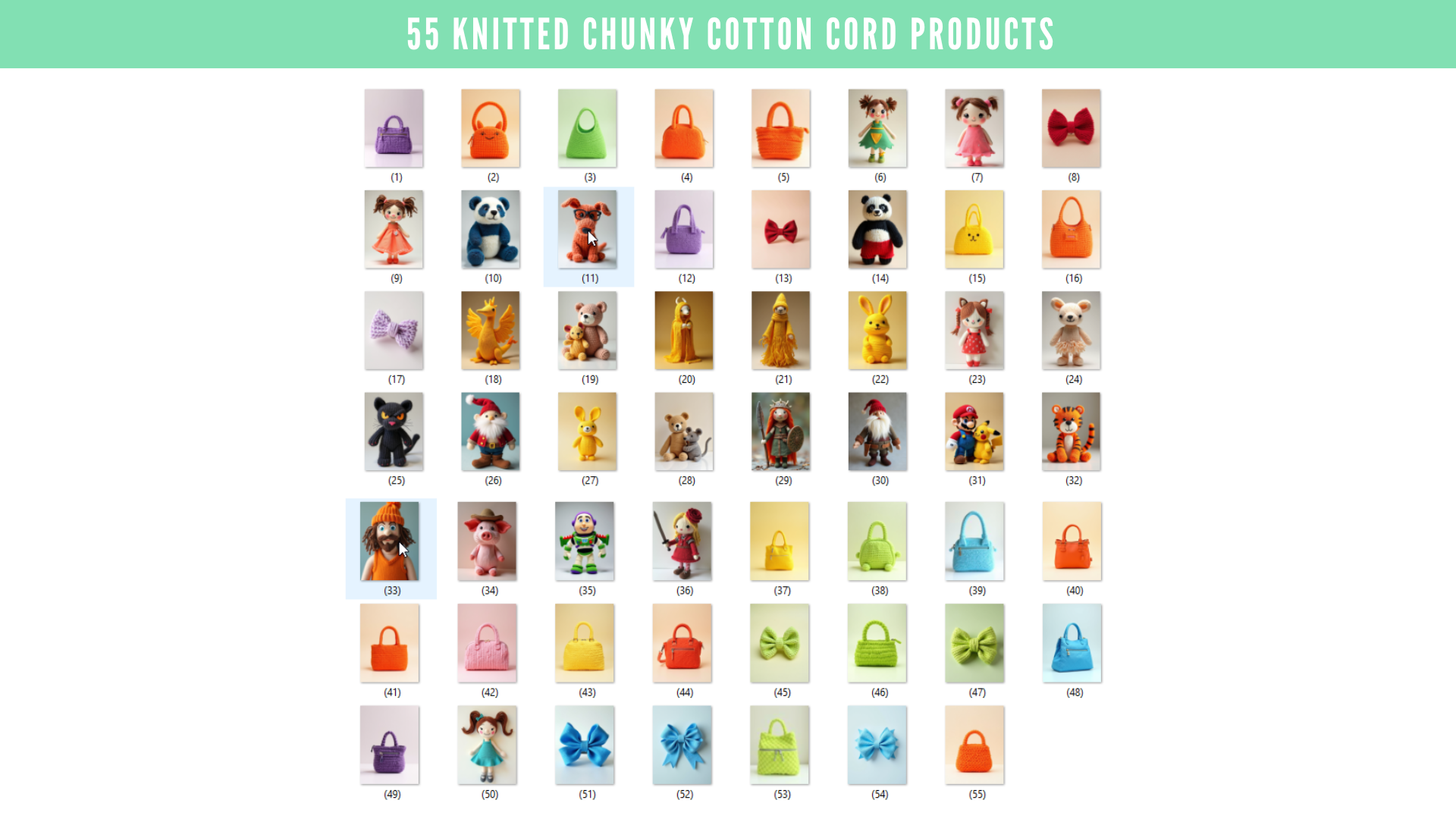 55 Knitted Chunky Cotton Cord Product Images – Digital Bundle of Handmade Knit Design References