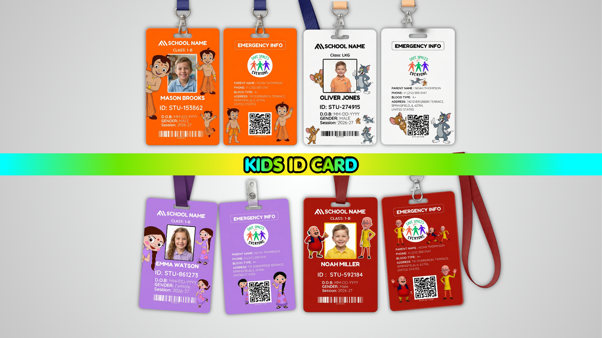 Kids ID Card Template Bundle — Editable Canva Design for Children Ages 5 to 12