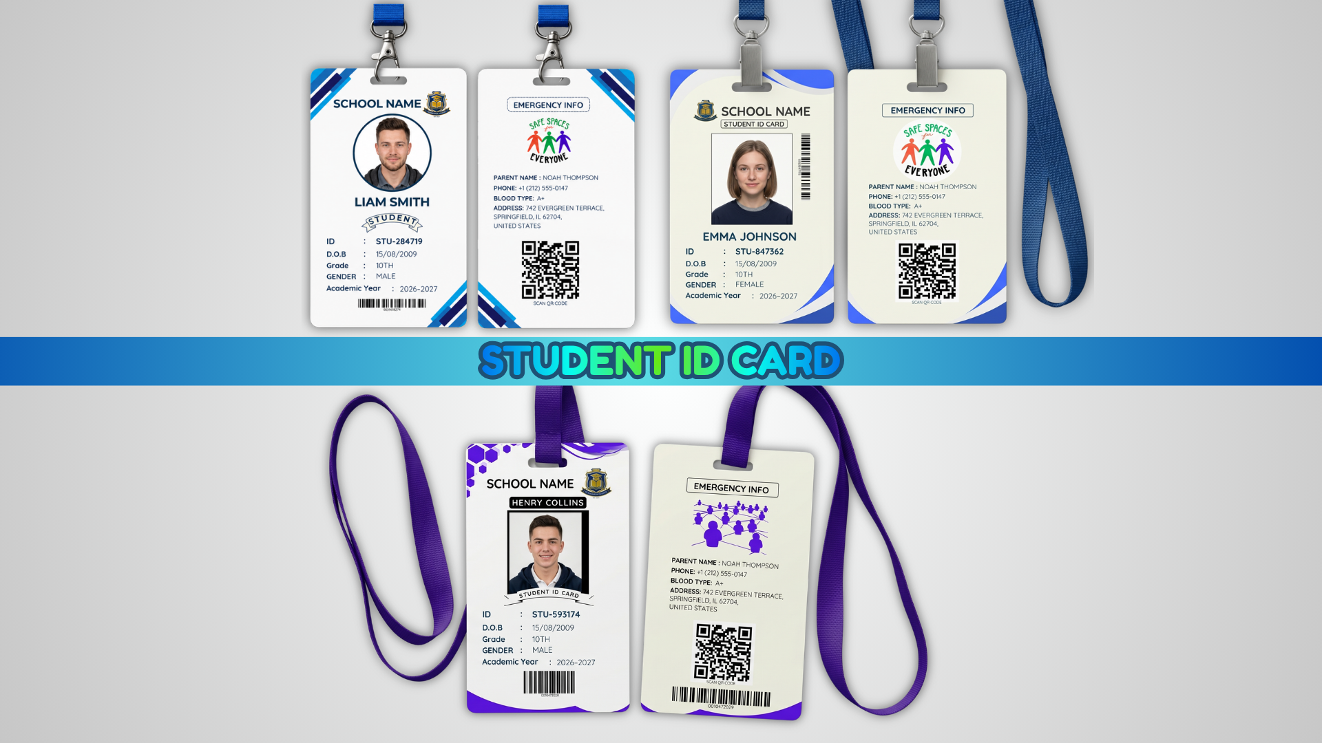 Homeschool Student ID Card Canva Template — 3 Editable Designs with Front and Back Side