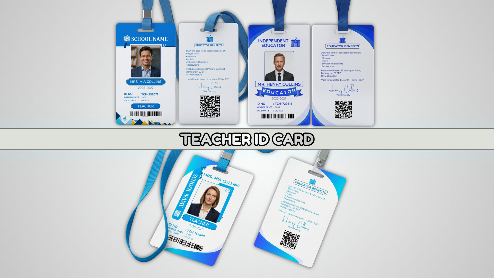 Homeschool Teacher ID Card Canva Template — 3 Editable Designs with Front and Back Side