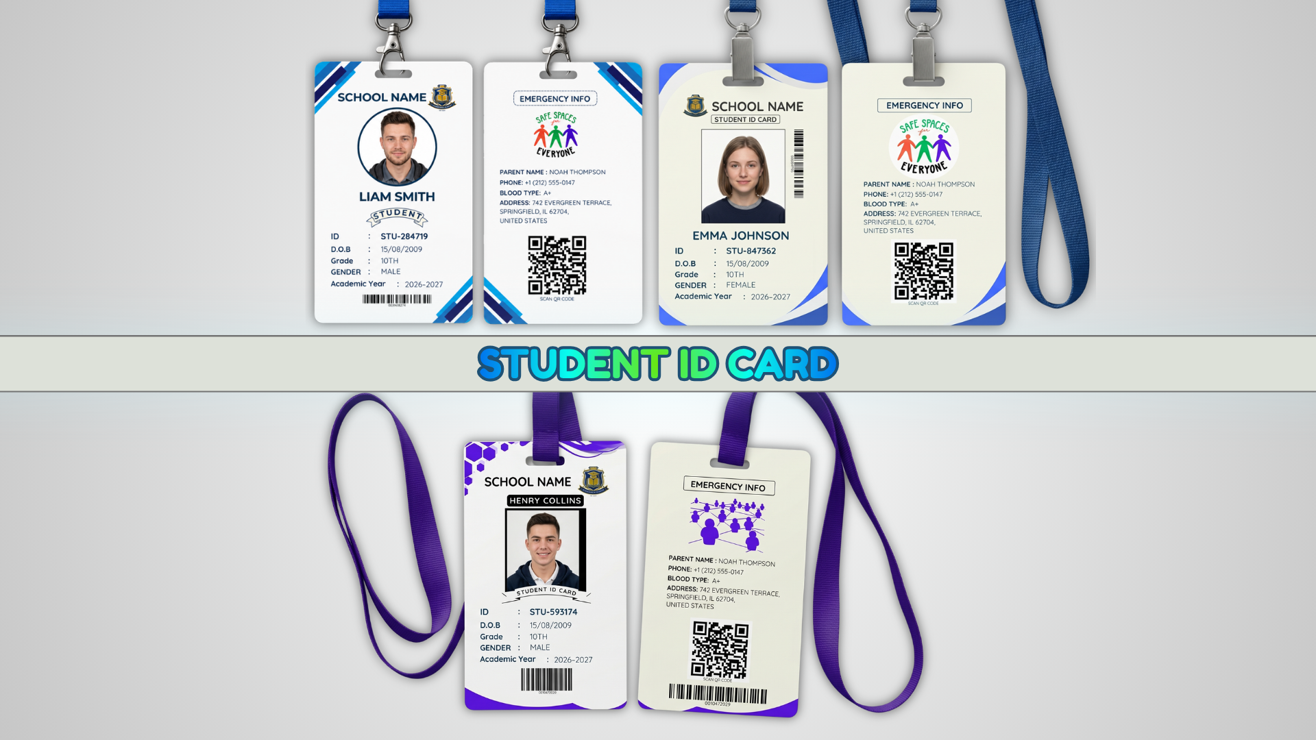 Homeschool Student ID Card Canva Template — 3 Editable Designs with Front and Back Side