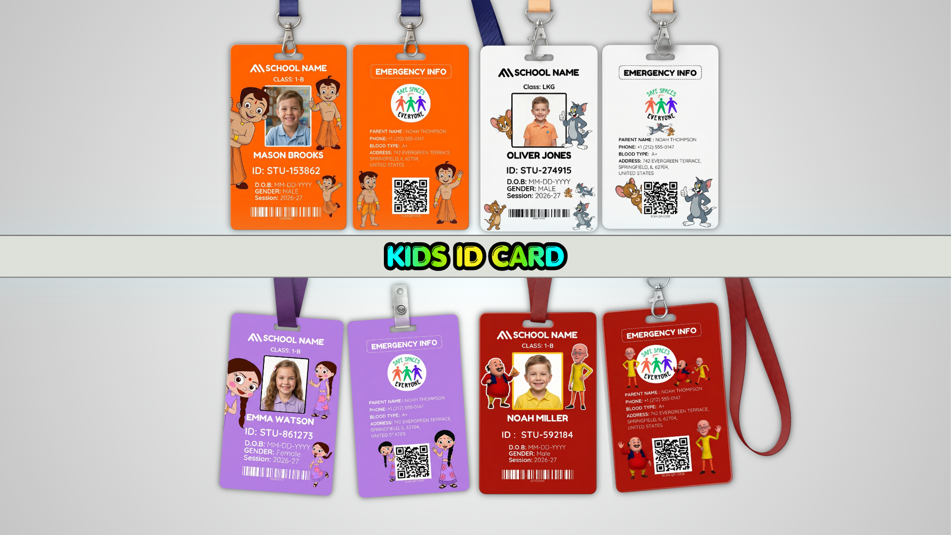 Kids ID Card Template Bundle — Editable Canva Design for Children Ages 5 to 12