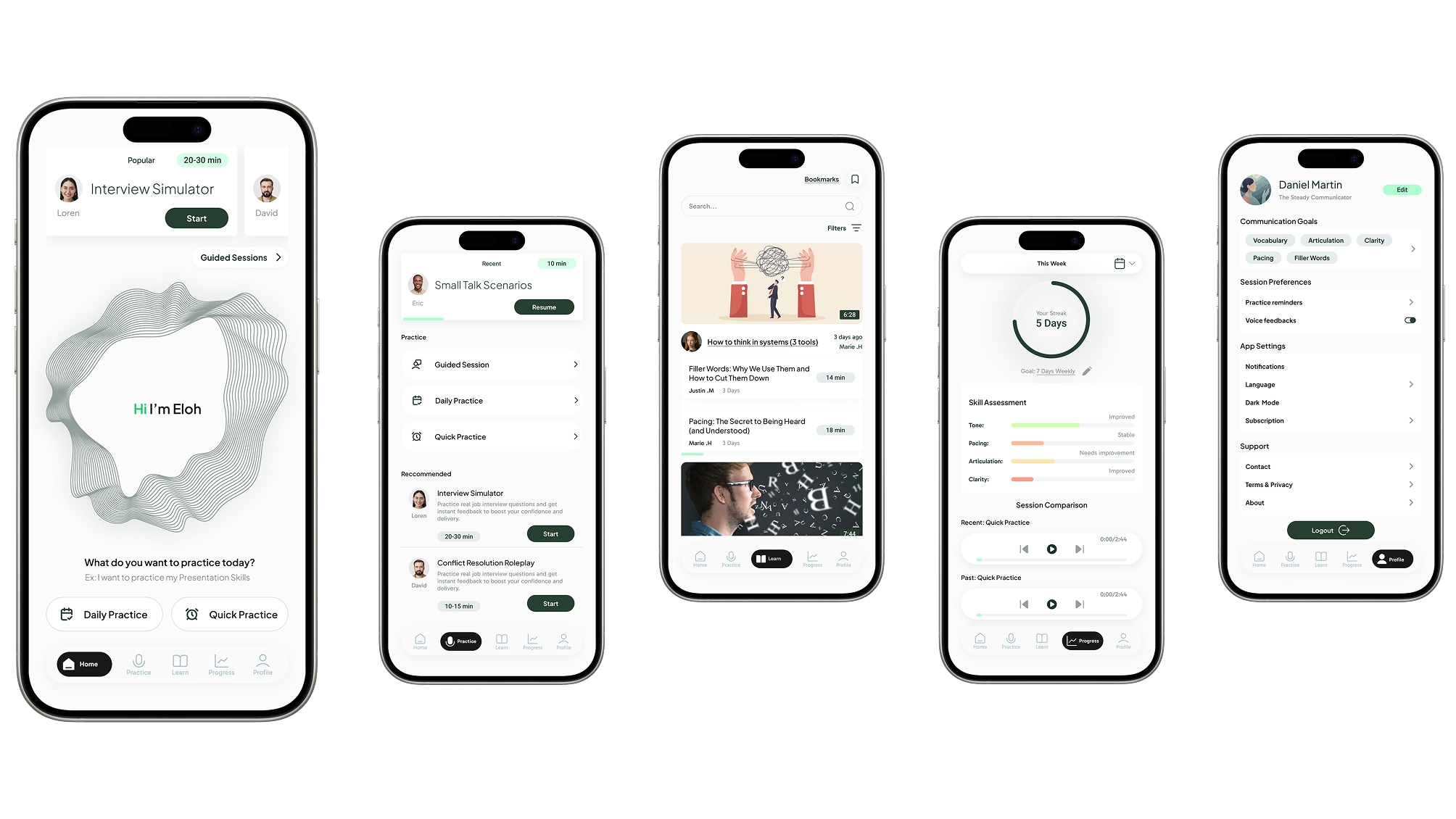 Eloqi mobile screen