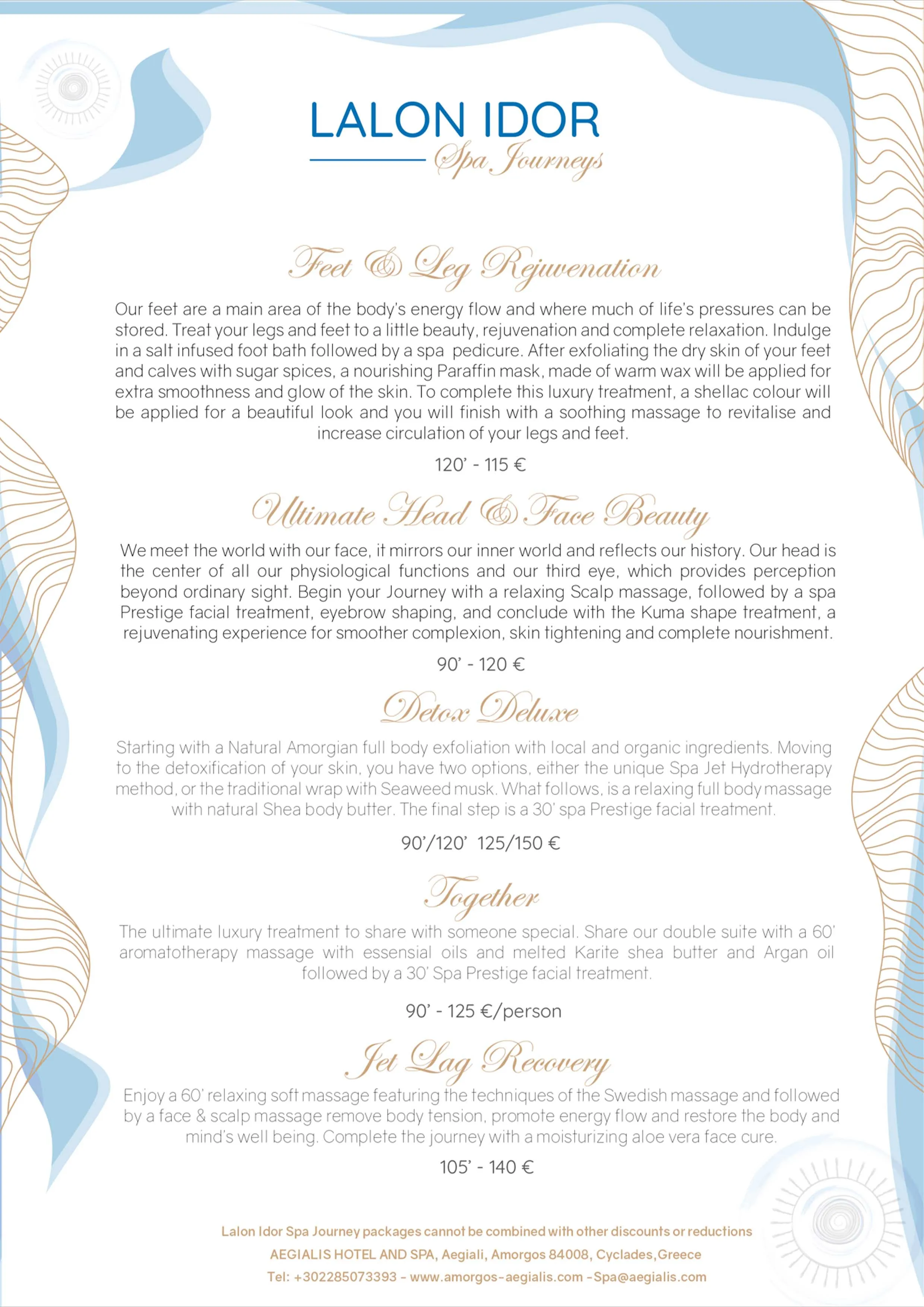 Spa Journeys — μενού Lalon Idor Spa