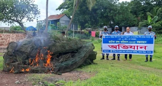মতলব উত্তরের মেঘনা নদীতে ৪৫ টি চায়না দুয়ারী চাই জব্দ