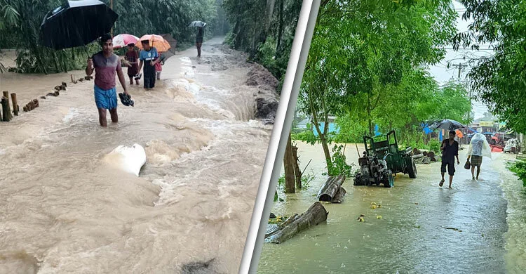 ফেনীর তিন নদীর বাঁধ ভেঙে ৩০ গ্রাম প্লাবিত, যোগাযোগ বিচ্ছিন্ন পরশুরাম