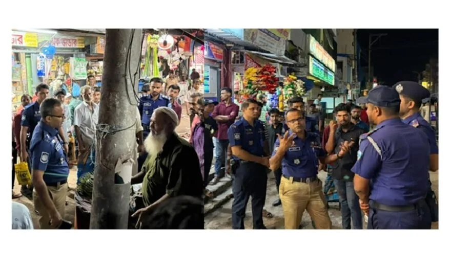 হাজীগঞ্জ বাজার ফুটপাত দখলমুক্ত রাখতে টানা পঞ্চম দিনের মতো উচ্ছেদ অভিযান