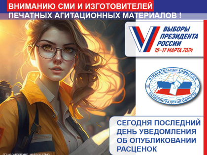 Напоминаем! НЕ ПОЗДНЕЕ 6 ЯНВАРЯ СМИ, планирующие размещать агитационные материалы кандидатов, а также организации и ИП, планирующие изготавливать печатные агитационные материалы, д
