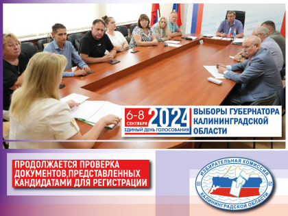 Рабочая группа Облизбиркома продолжает проверку документов, представленных кандидатами на должность Губернатора Калининградской области для регистрации
