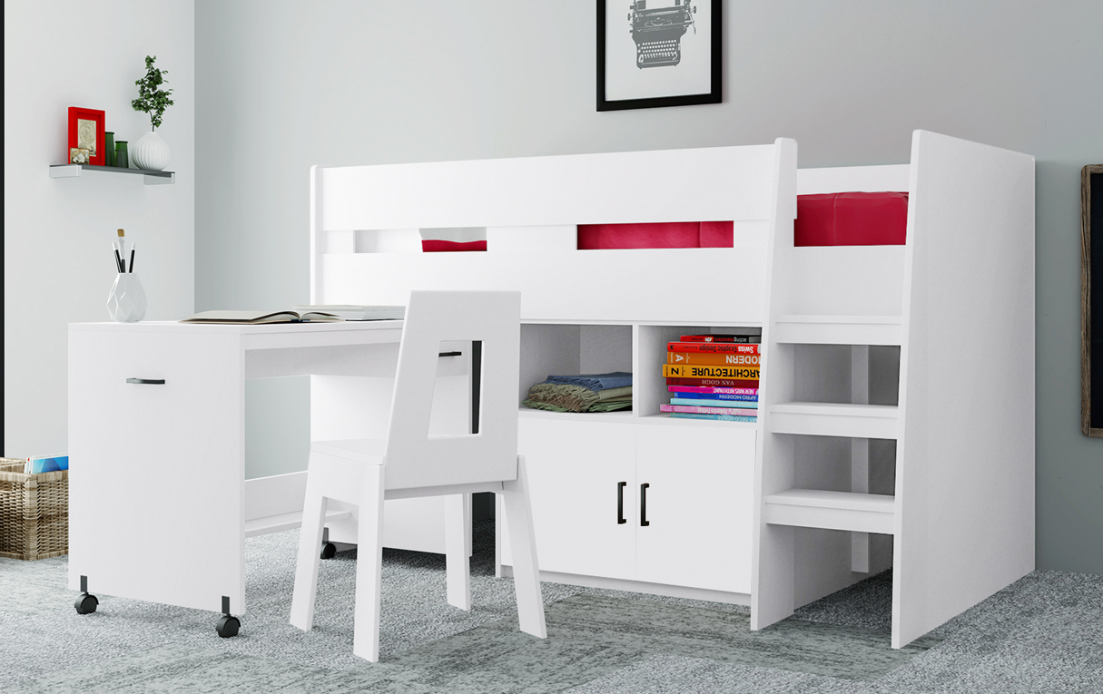 MARLA MID SLEEPER W/ DESK+STORAGE (S/2)