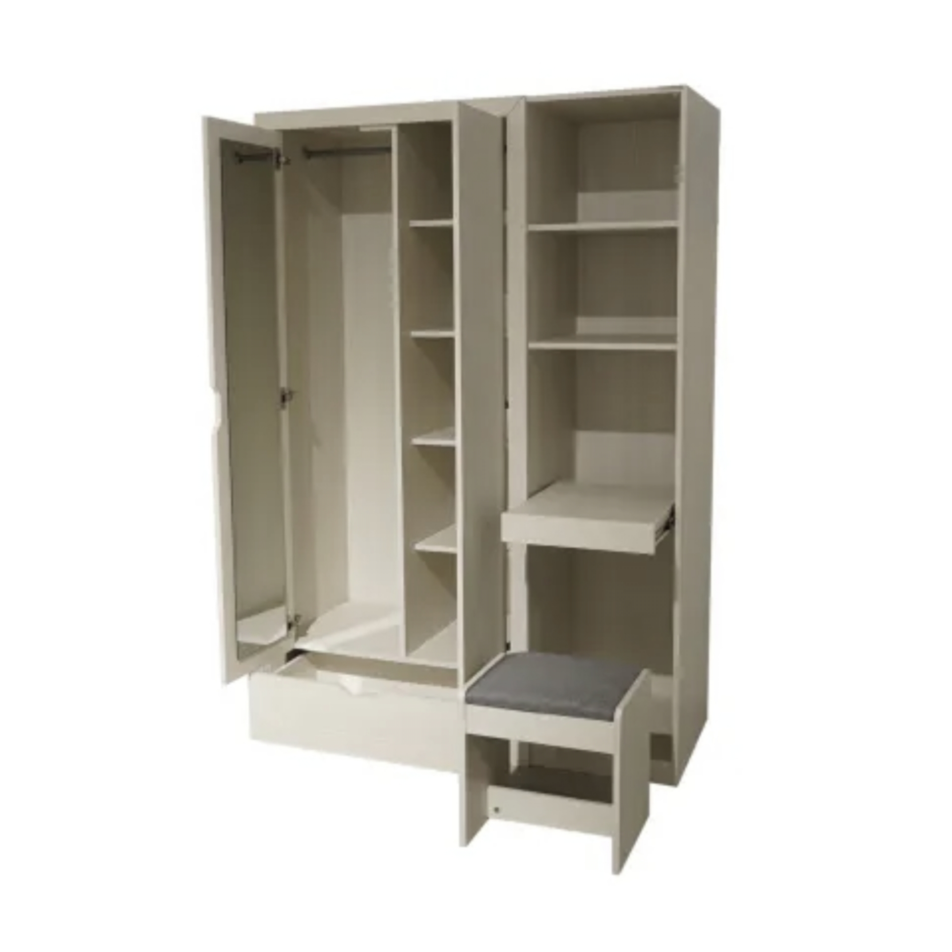 SVEN 2 DOORS WARDROBE W/MIRROR WHT (U/3)