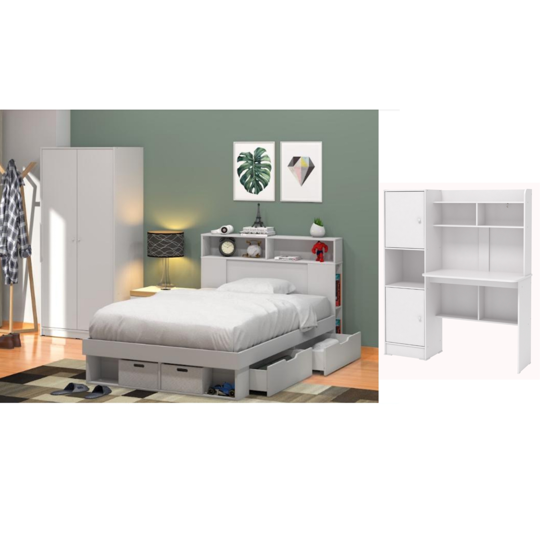 GIO BED 120X200 W/MATTRESS WHITE (S/6)