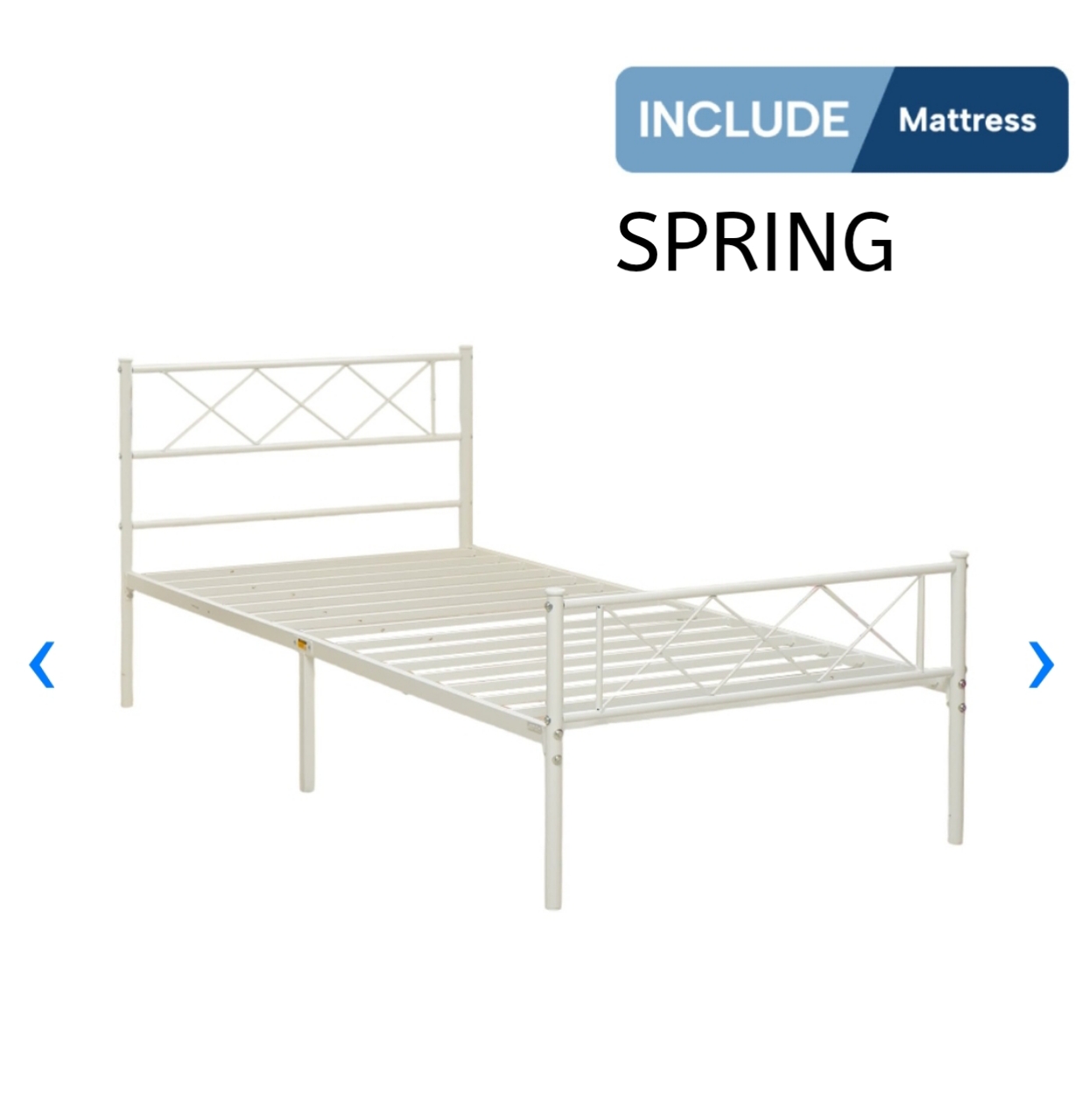 LARSON METAL BED 100+SPRING MATTRESS WHITE (S/2)