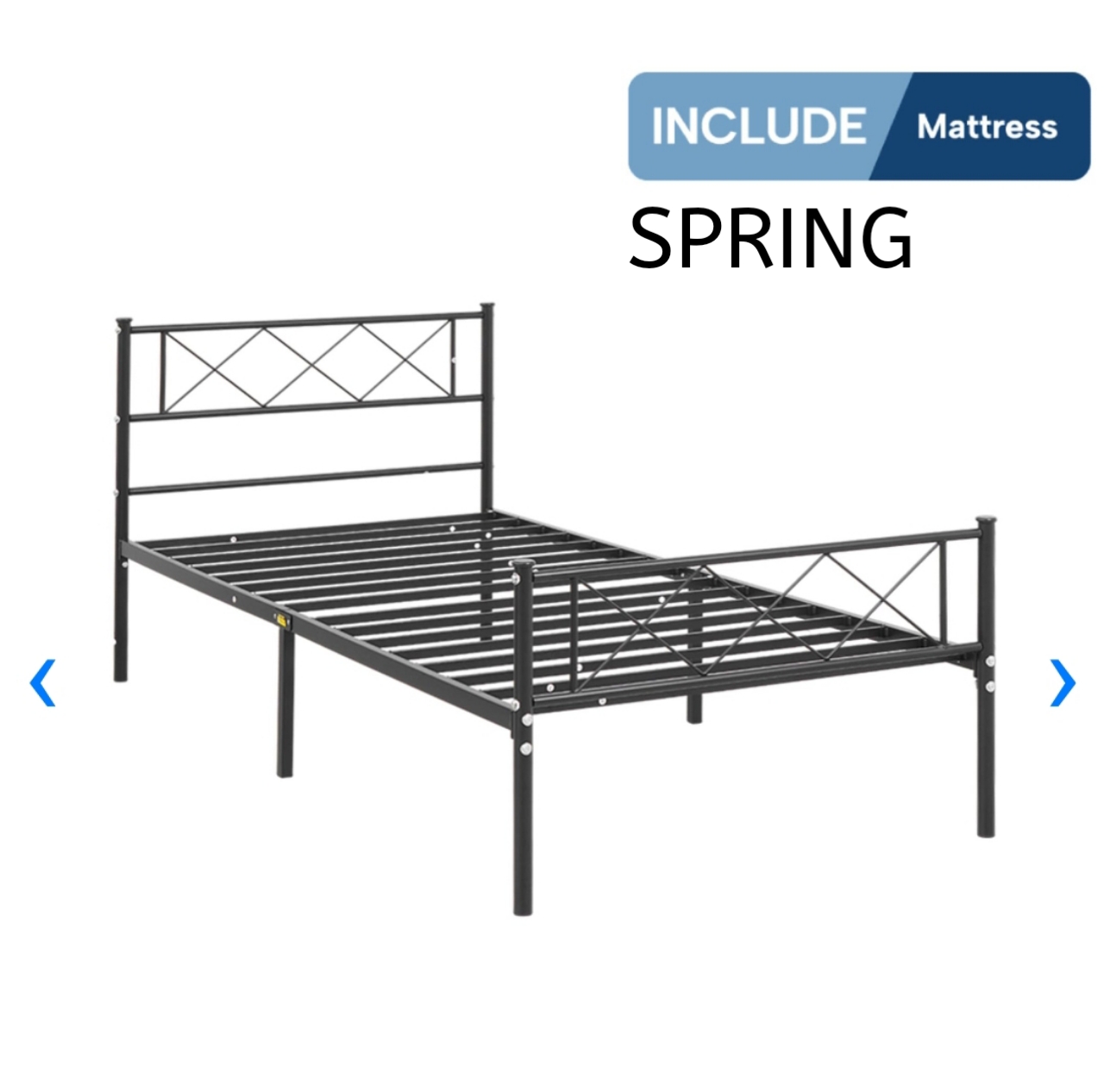 LARSON METAL BED 100+SPRING MATTRESS BLACK (S/2)