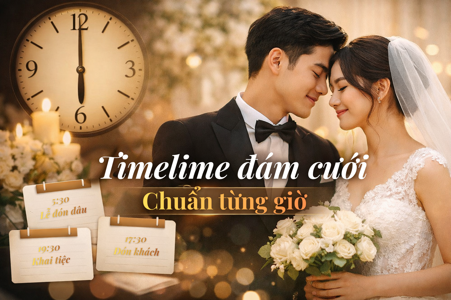 Timeline đám cưới chi tiết từng giờ | Lịch trình ngày cưới chuẩn 2026