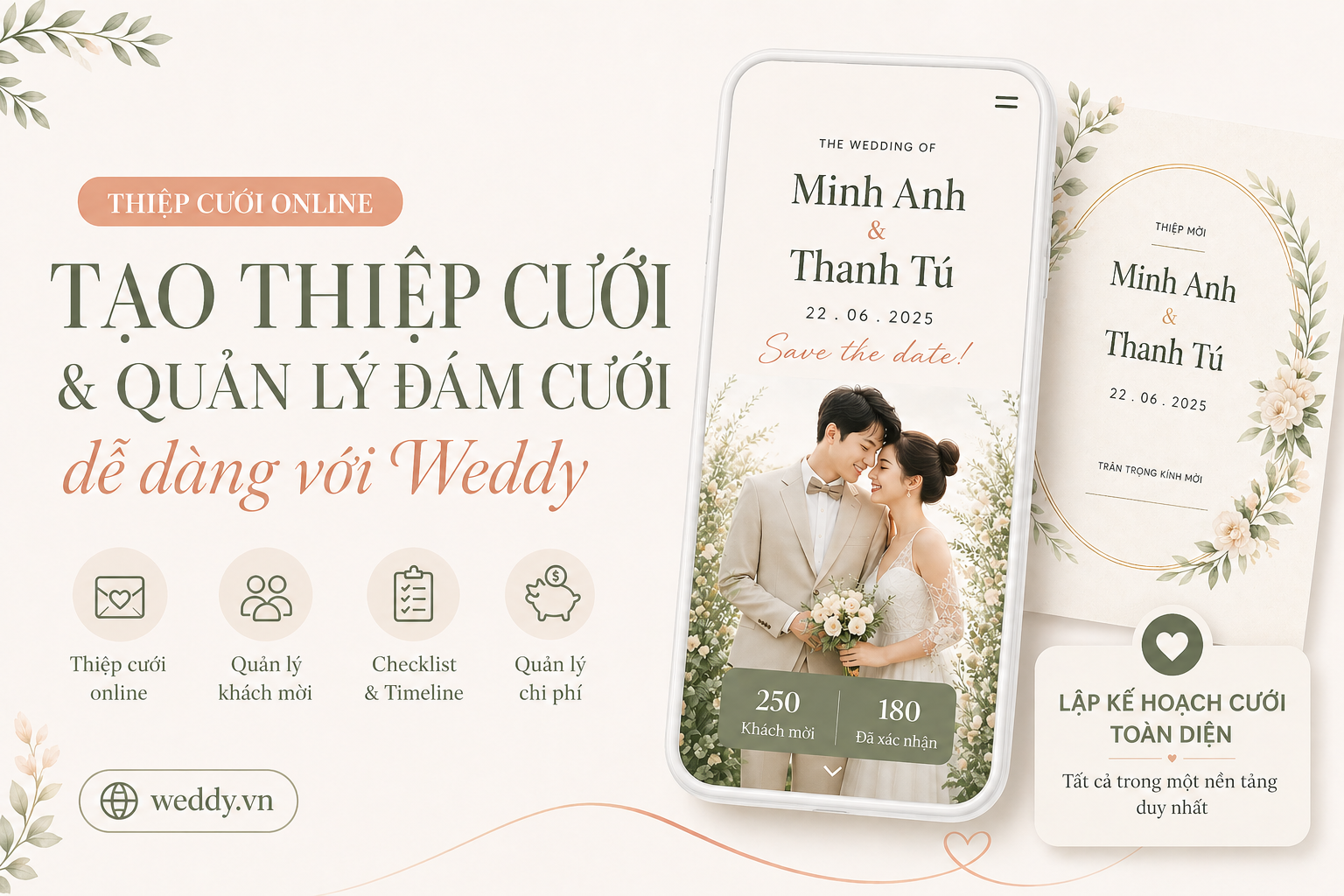 Thiệp cưới online là gì? Cách tạo website cưới & quản lý đám cưới với Weddy
