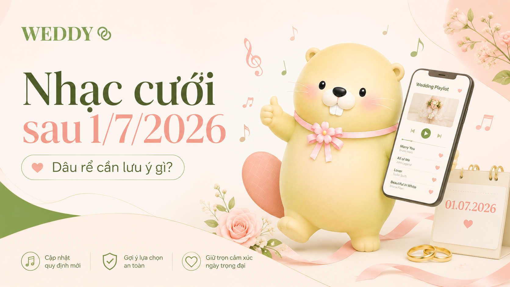 Nhạc cưới sau 1/7/2026: Dâu rể cần lưu ý gì để tiệc cưới không bị rối?