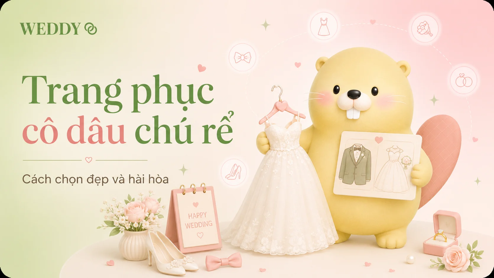 Trang phục cô dâu chú rể: Cách chọn đẹp và hài hòa