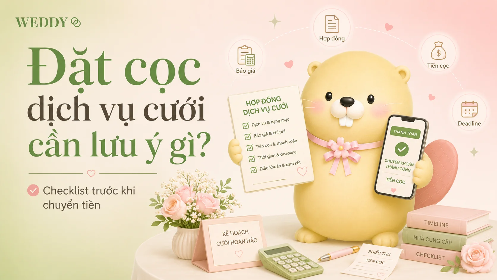 Đặt cọc dịch vụ cưới cần lưu ý gì? Checklist trước khi chuyển tiền