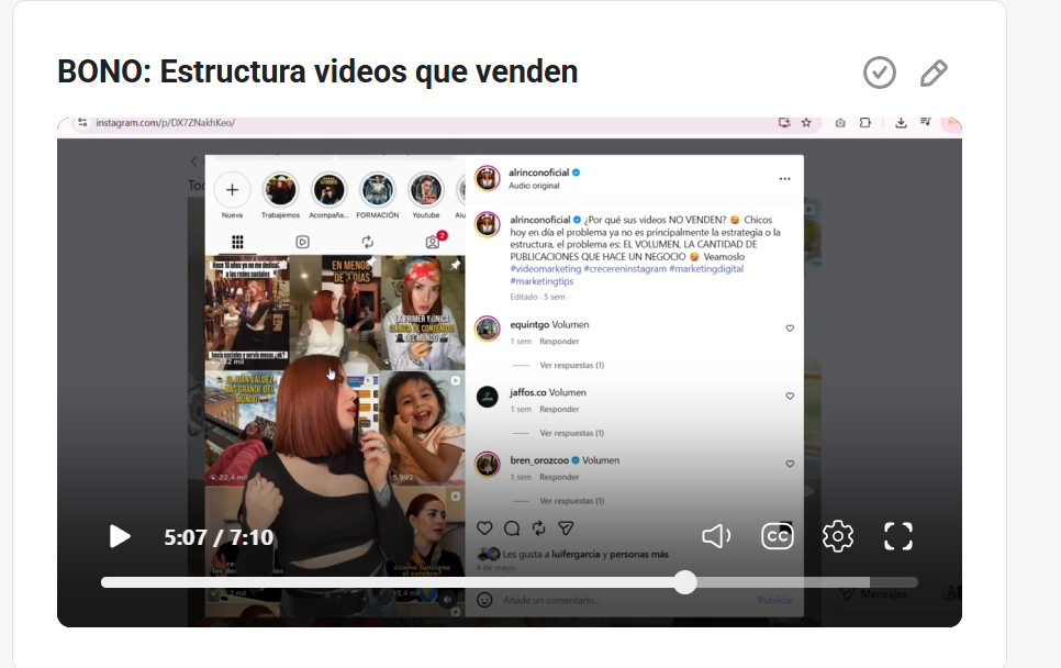 Bonos del curso