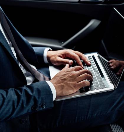 Businessman working on computer